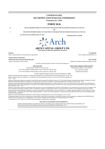 Thumbnail Arch Capital 10-K Annual Report 2016