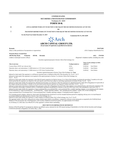 Thumbnail Arch Capital 10-K Annual Report 2019