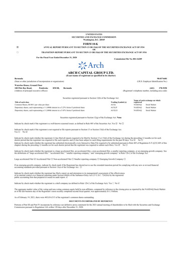 Thumbnail Arch Capital 10-K Annual Report 2020