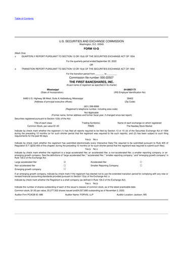 Miniature The First Bancshares 10-Q Rapport trimestriel 2022 