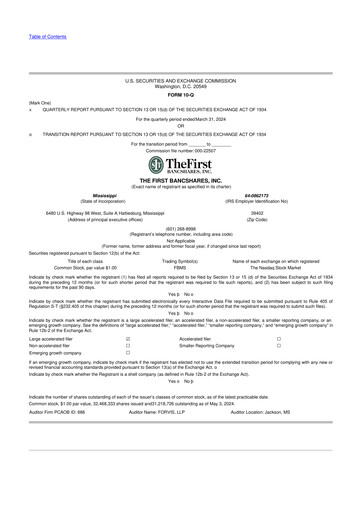 Miniature The First Bancshares 10-Q Rapport trimestriel 2024 