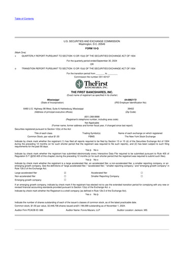 Miniature The First Bancshares 10-Q Rapport trimestriel 2024 