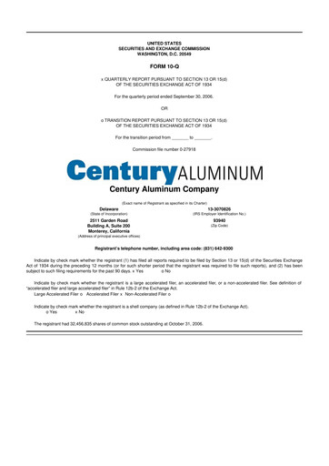 Thumbnail Century Aluminum
 10-Q Quarterly Report FY 
