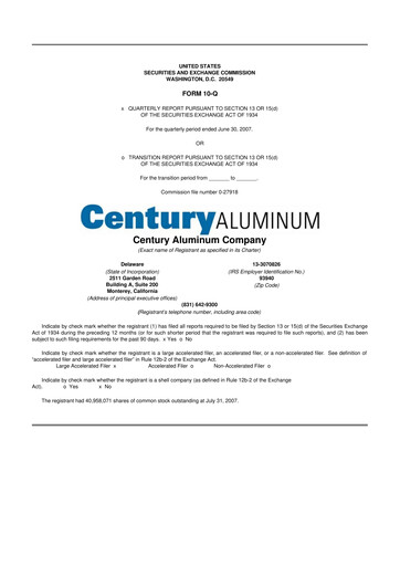 Thumbnail Century Aluminum
 10-Q Quarterly Report FY 