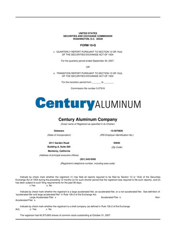 Thumbnail Century Aluminum
 10-Q Quarterly Report FY 