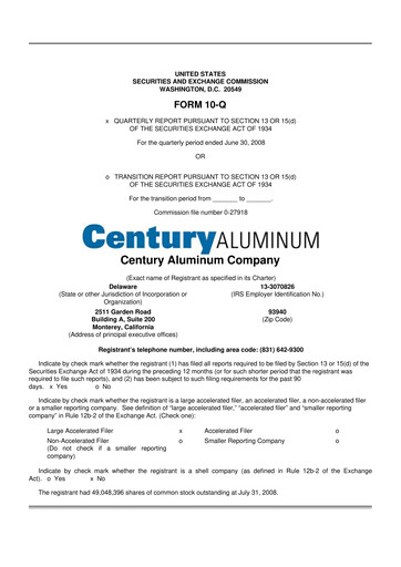 Thumbnail Century Aluminum
 10-Q Quarterly Report FY 