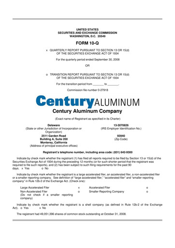 Thumbnail Century Aluminum
 10-Q Quarterly Report FY 