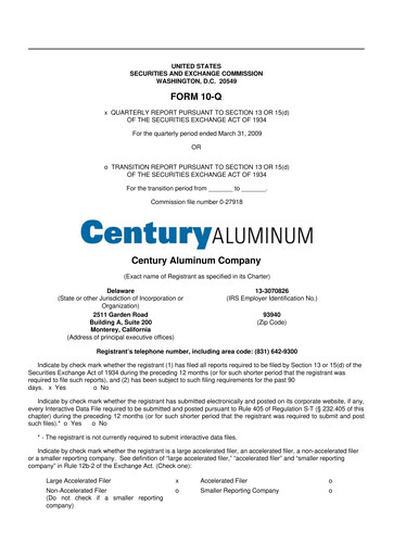 Thumbnail Century Aluminum
 10-Q Quarterly Report FY 