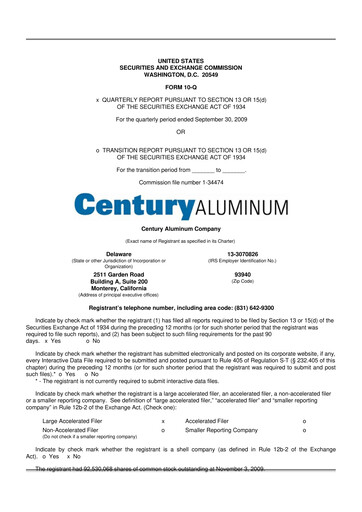 Thumbnail Century Aluminum
 10-Q Quarterly Report FY 
