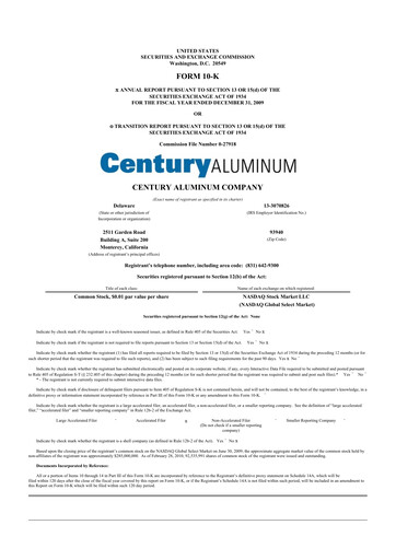 Thumbnail Century Aluminum
 10-K Annual Report 