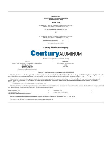 Thumbnail Century Aluminum
 10-Q Quarterly Report FY 