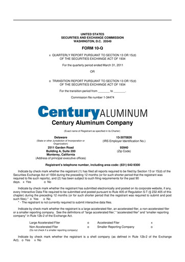Thumbnail Century Aluminum
 10-Q Quarterly Report FY2011 