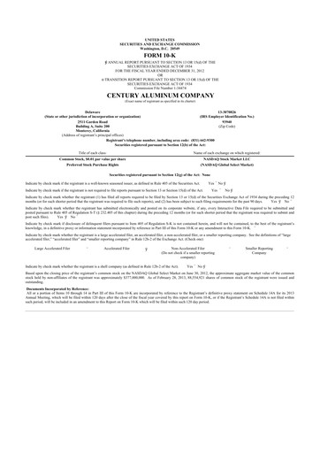 Thumbnail Century Aluminum
 10-K Annual Report 2012