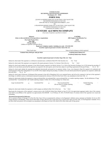 Thumbnail Century Aluminum
 10-K Annual Report 2015