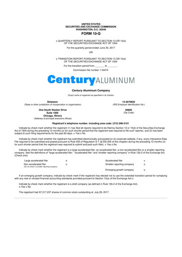 Thumbnail Century Aluminum
 10-Q Quarterly Report FY2017 