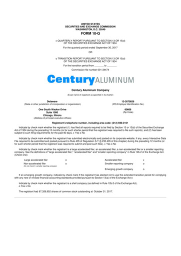 Thumbnail Century Aluminum
 10-Q Quarterly Report FY2017 