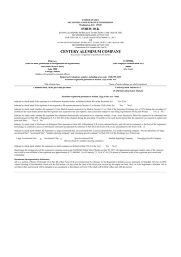 Thumbnail Century Aluminum
 10-K Annual Report 2017