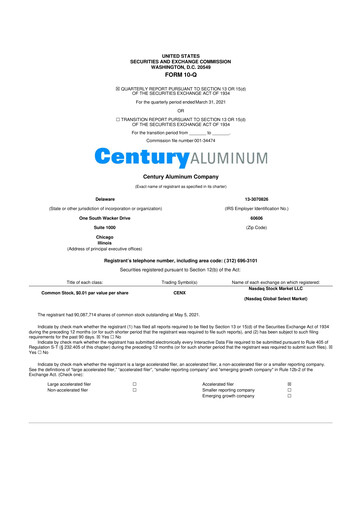 Thumbnail Century Aluminum
 10-Q Quarterly Report FY2021 