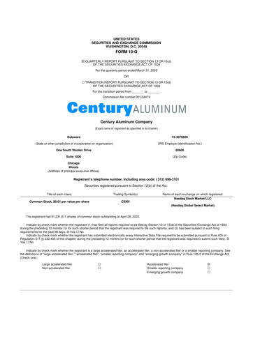 Thumbnail Century Aluminum
 10-Q Quarterly Report FY2022 