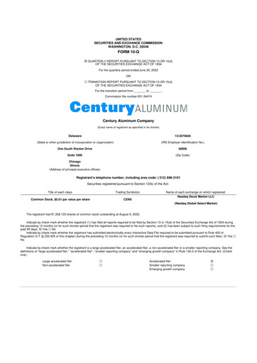 Thumbnail Century Aluminum
 10-Q Quarterly Report FY2022 