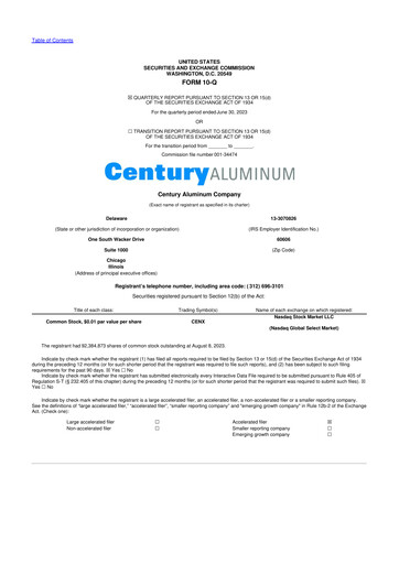 Thumbnail Century Aluminum
 10-Q Quarterly Report FY2023 