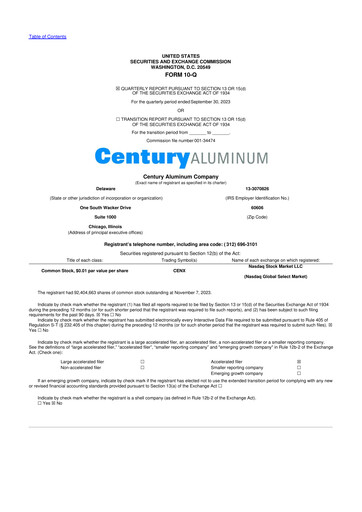 Thumbnail Century Aluminum
 10-Q Quarterly Report FY2023 