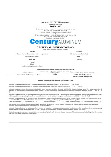 Thumbnail Century Aluminum
 10-K Annual Report 2023