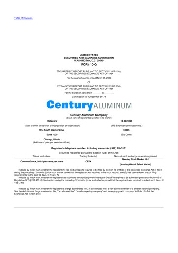 Thumbnail Century Aluminum
 10-Q Quarterly Report FY2024 