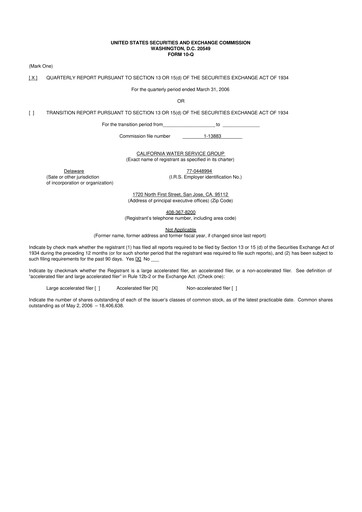 Vorschaubild California Water Service Group 10-Q Quartalsbericht  