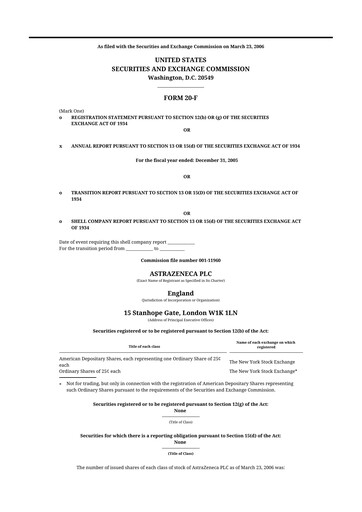 Thumbnail AstraZeneca 20-F Annual Report 