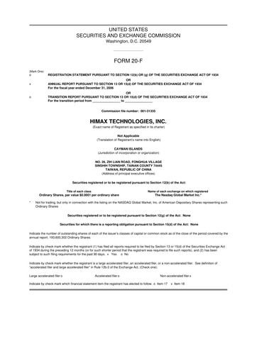 Miniature Himax Technologies 20-F Rapport annuel 