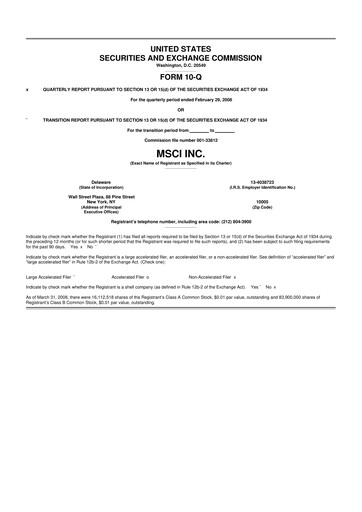 Thumbnail MSCI 10-Q Quarterly Report FY 