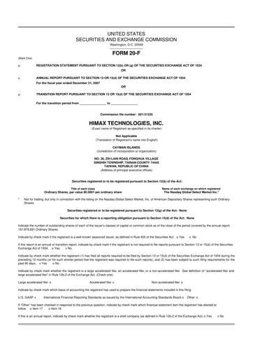 Miniature Himax Technologies 20-F Rapport annuel 