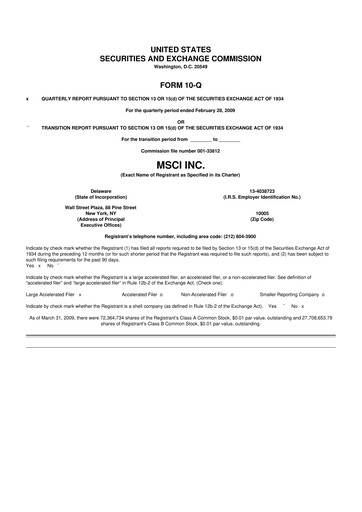 Thumbnail MSCI 10-Q Quarterly Report FY 