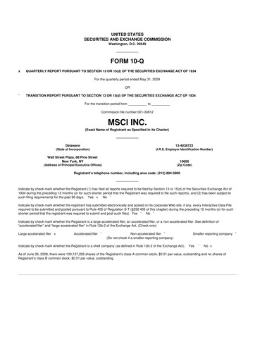 Thumbnail MSCI 10-Q Quarterly Report FY 