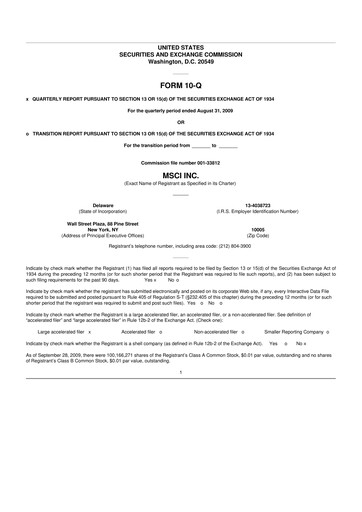 Thumbnail MSCI 10-Q Quarterly Report FY 