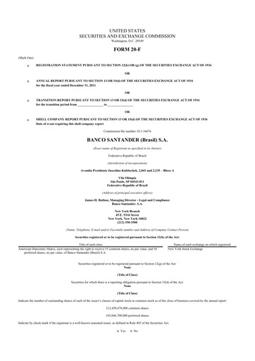 Thumbnail Banco Santander Brasil 20-F Annual Report 