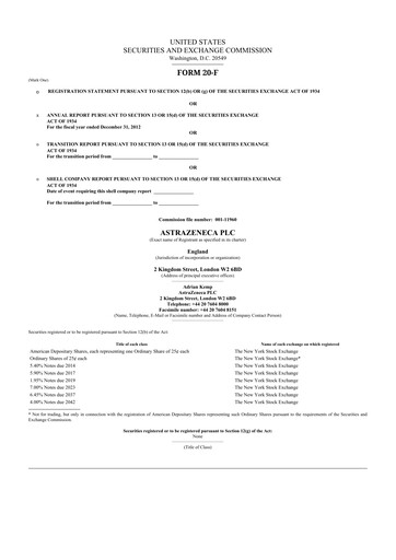 Thumbnail AstraZeneca 20-F Annual Report 