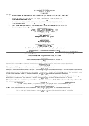 Thumbnail Arcos Dorados Holdings
 20-F Annual Report 