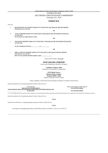 Thumbnail ICICI Bank 20-F Annual Report 