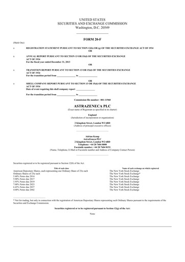 Thumbnail AstraZeneca 20-F Annual Report 