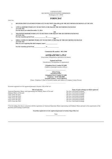 Thumbnail AstraZeneca 20-F Annual Report 