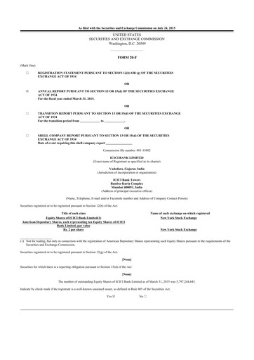 Thumbnail ICICI Bank 20-F Annual Report 