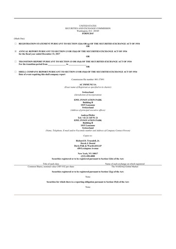 Thumbnail AC Immune 20-F Annual Report 2017