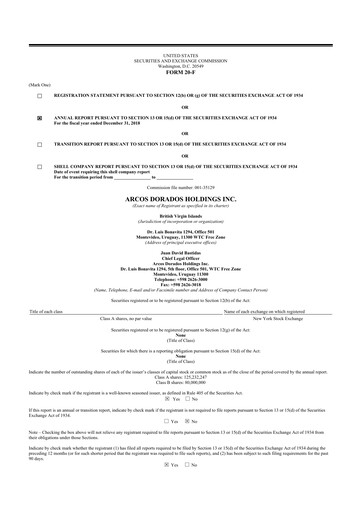 Thumbnail Arcos Dorados Holdings
 20-F Annual Report 2018