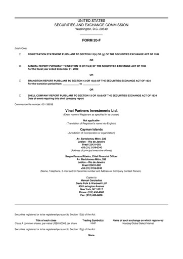 Thumbnail Vinci Compass Investments 20-F Annual Report 