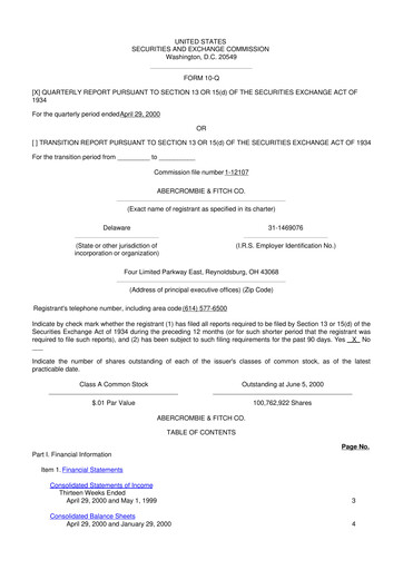 Thumbnail Abercrombie & Fitch 10-Q Quarterly Report FY 
