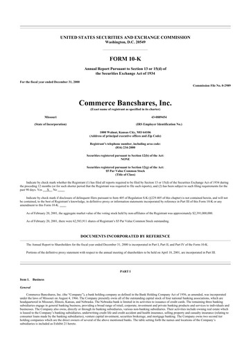 Thumbnail Commerce Bancshares
 10-K Annual Report 