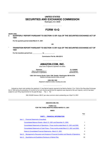 Thumbnail Amazon 10-Q Quarterly Report FY 