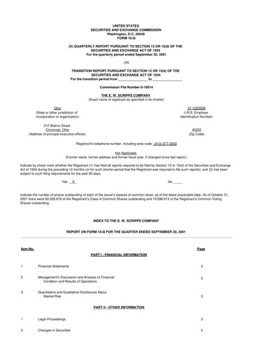 Thumbnail E. W. Scripps Company
 10-Q Quarterly Report FY 